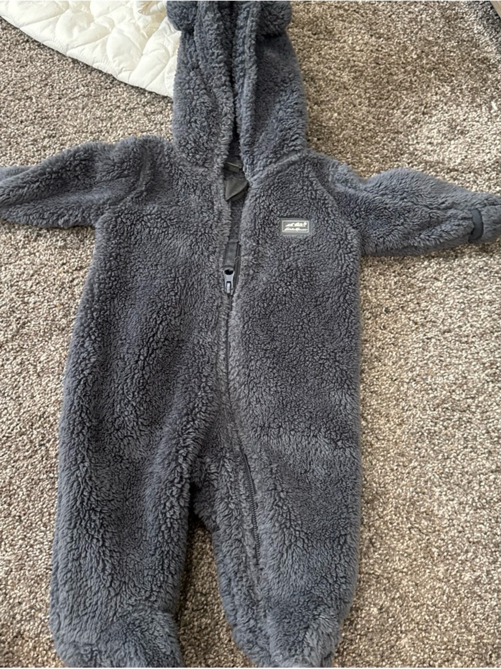 Old Navy Gray Plush Hooded One-Piece Bodysuit